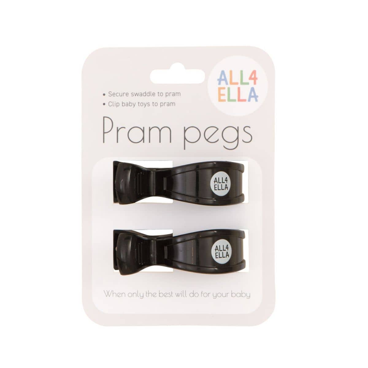 All4Ella Pram Pegs 2pk - Black