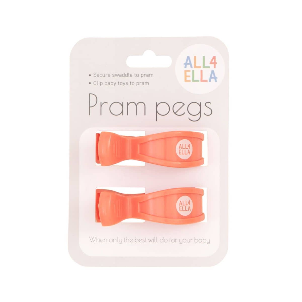 All4Ella Pram Pegs 2pk - Coral
