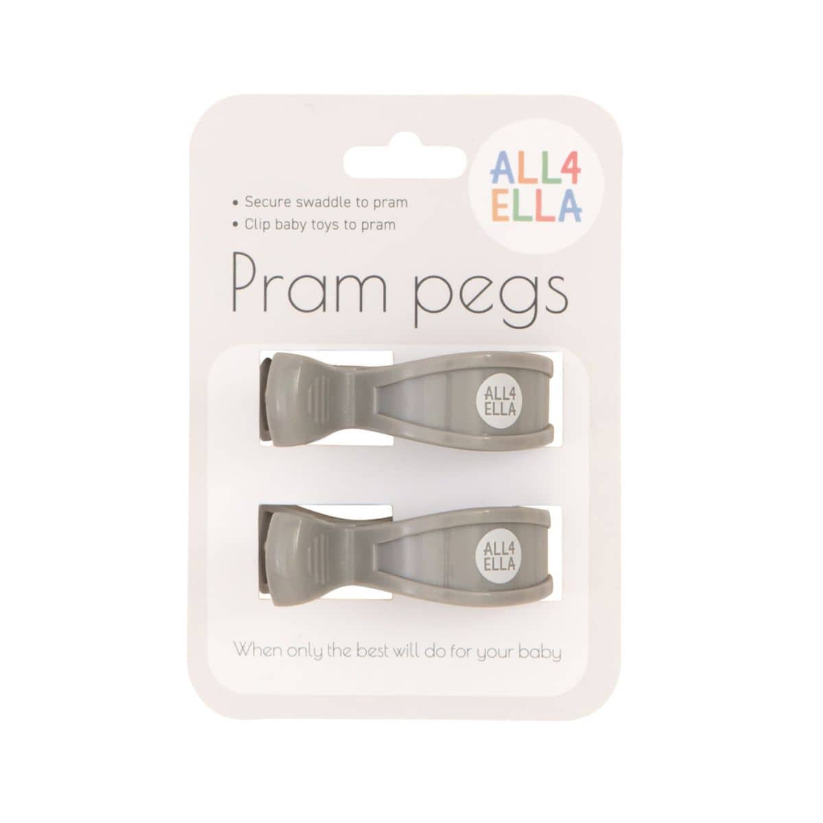 All4Ella Pram Pegs 2pk - Grey