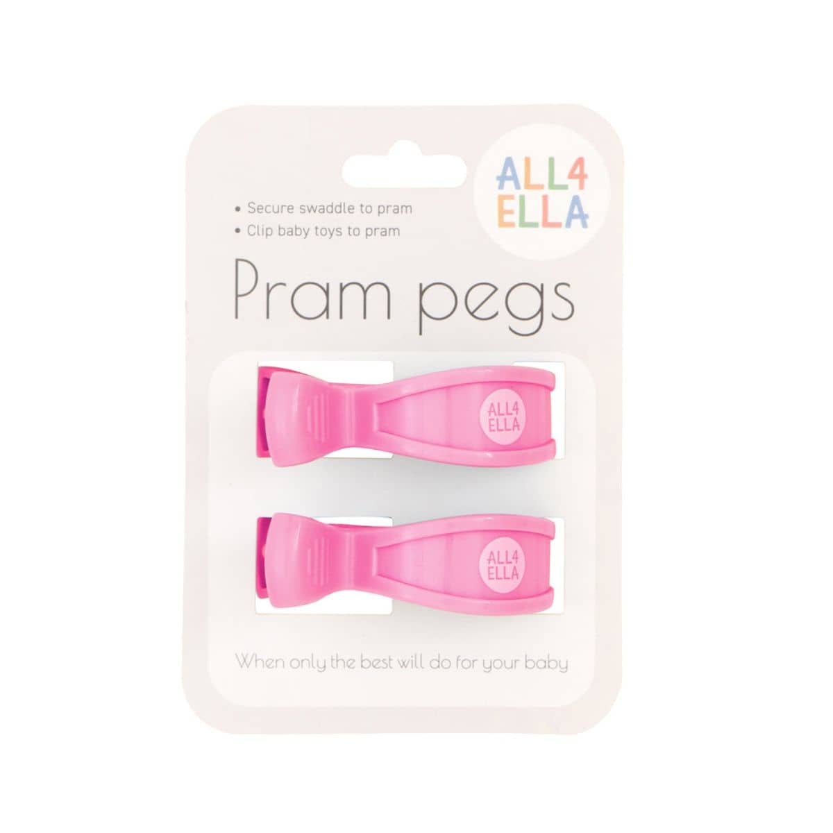 All4Ella Pram Pegs 2pk - Pastel Pink