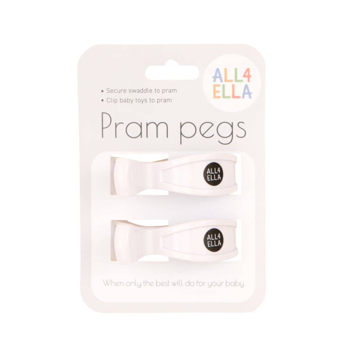 All4Ella Pram Pegs 2pk - White