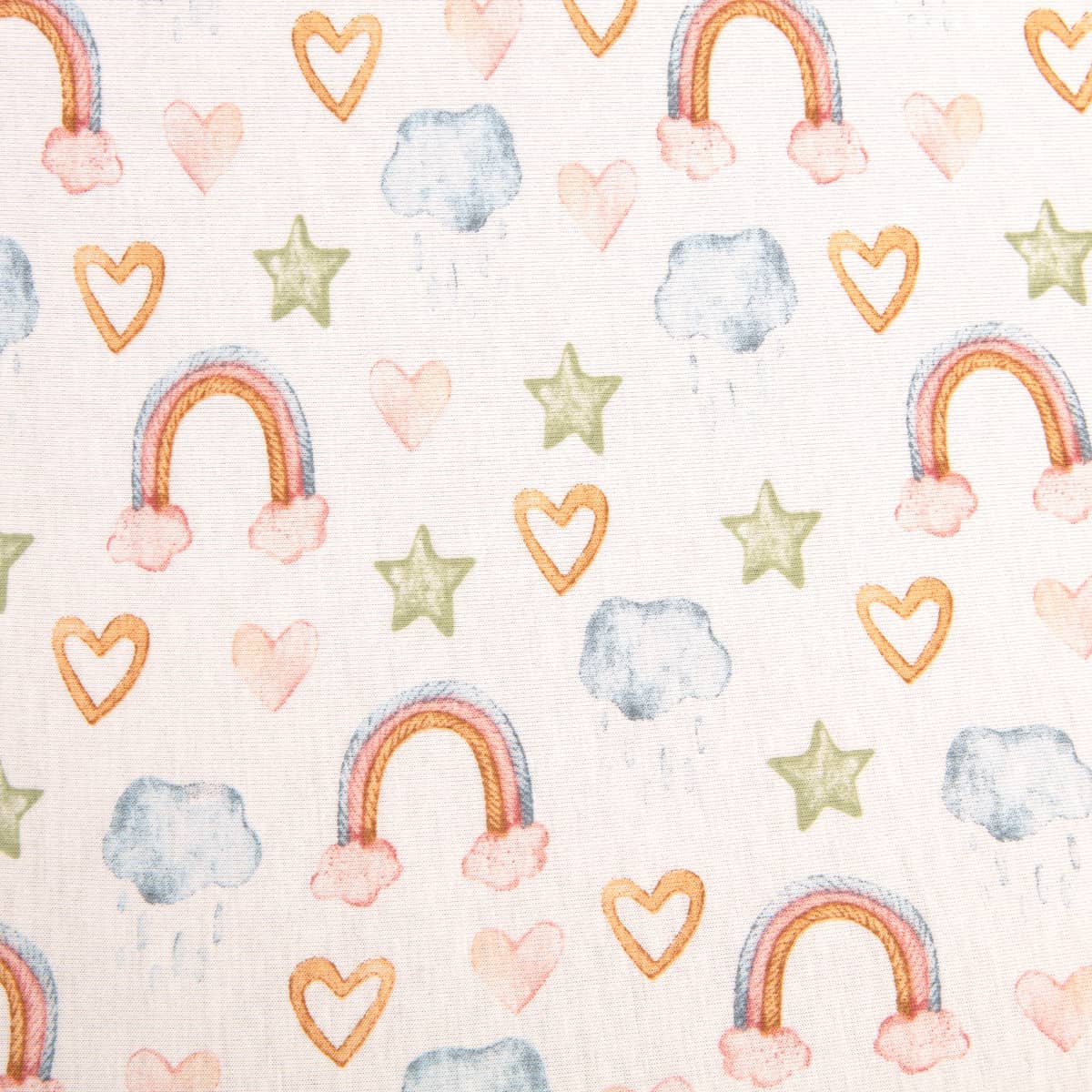All4Ella Organic Fitted Jersey Cot Sheet - Rainbow Dreams