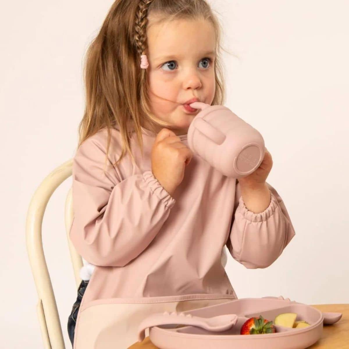 All4Ella Recycled Long Sleeve Bib - Two-tone Pink