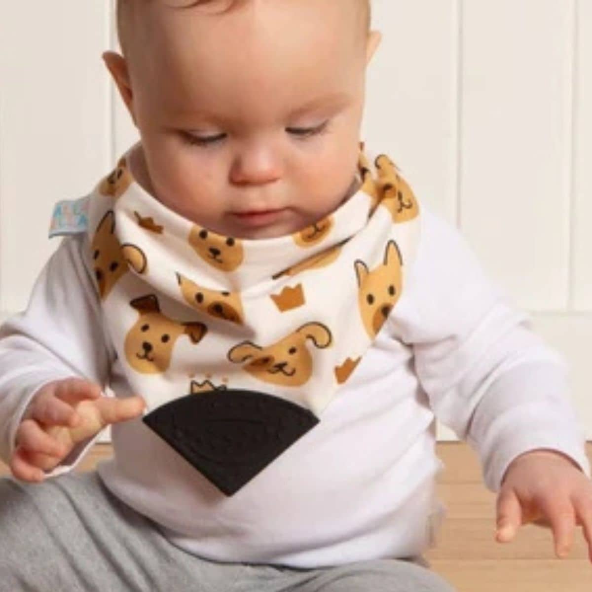 All4Ella Reversible Bandana Bib with Silicone Teether - Puppies