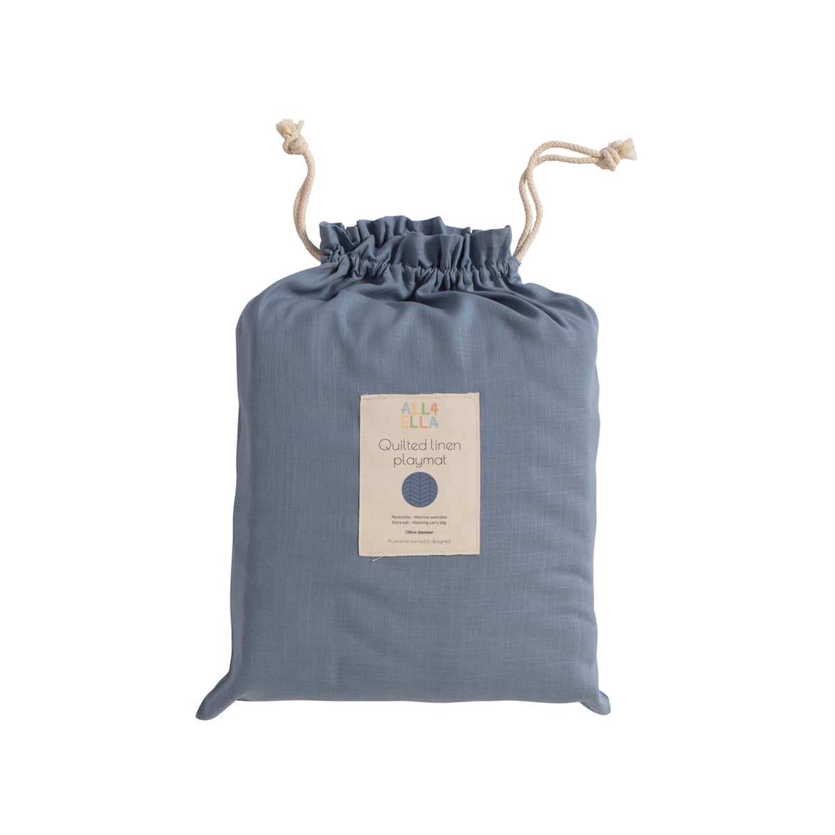 All4Ella Quilted Reversible Linen Play Mat - Slate Blue