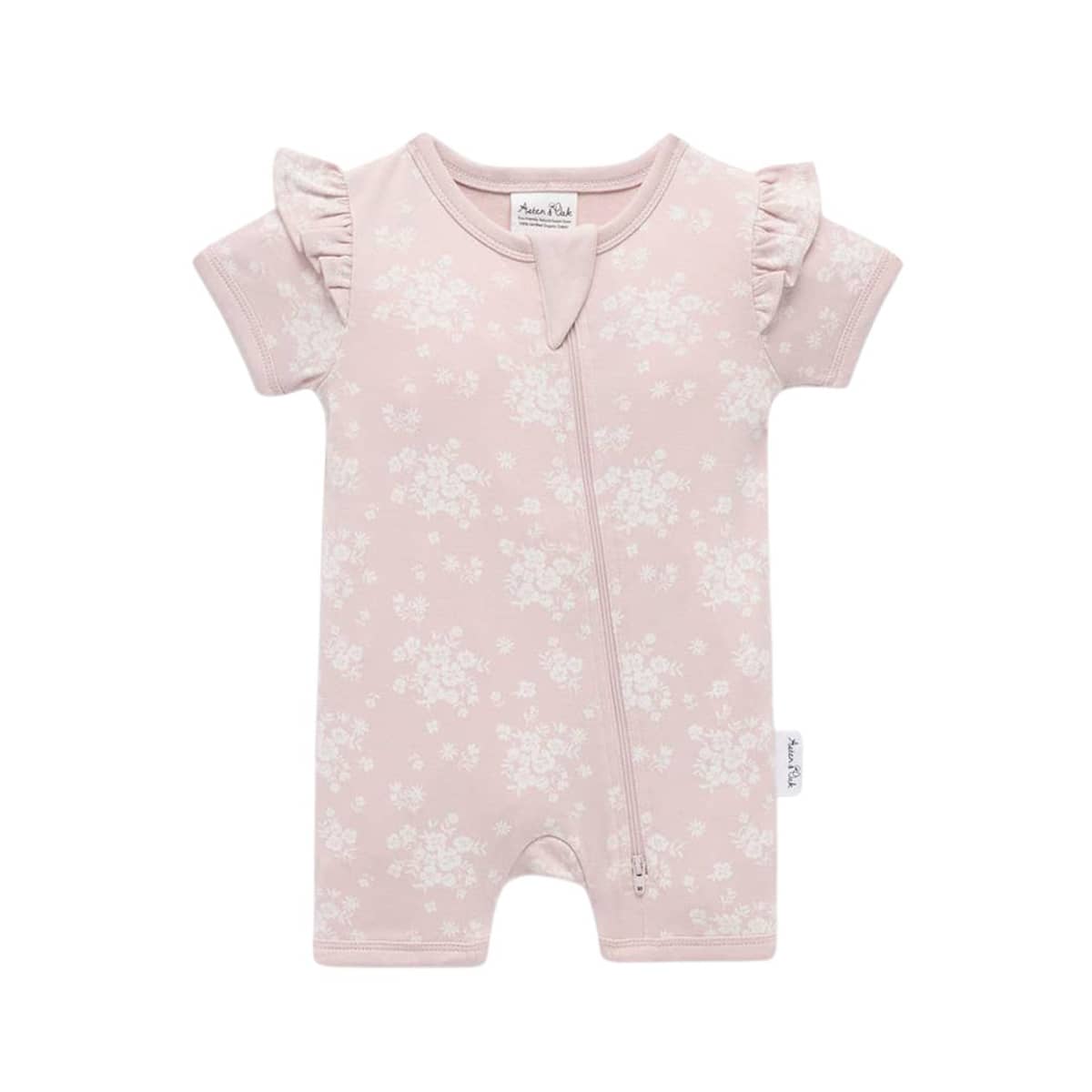 Aster & Oak Short Sleeve Zip Romper - Eve Floral