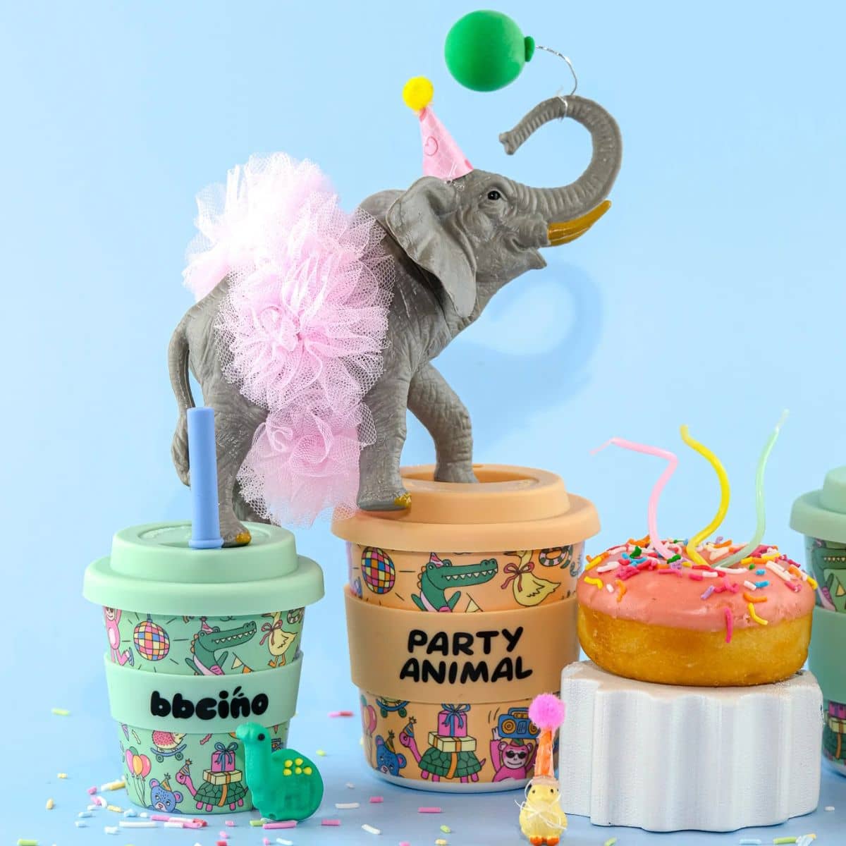 BBcino Reusable Cup - 240ml BambinoCino - Party Animal in Orange