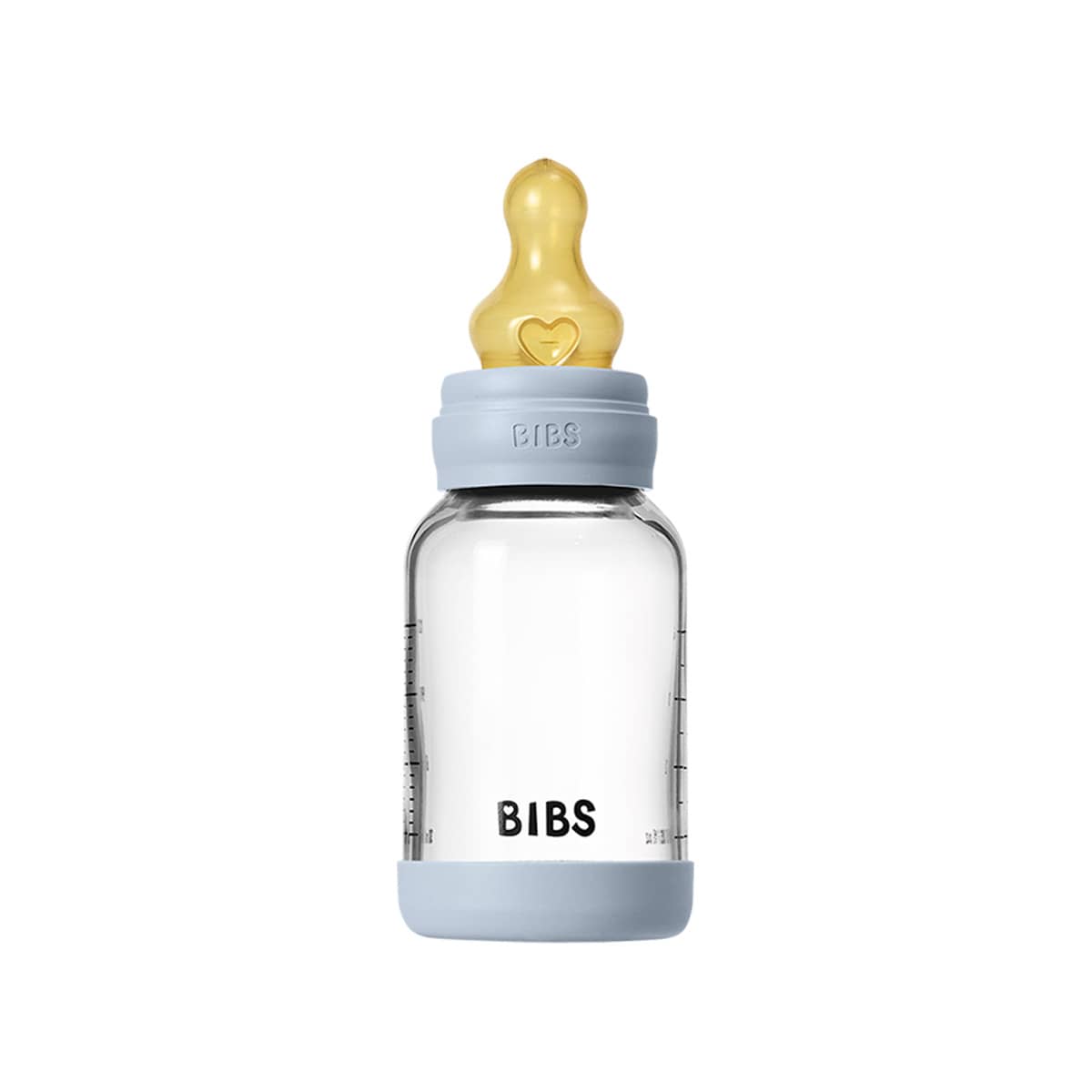 BIBS Baby Glass Bottle Set - Latex Teat - 120ml - Baby Blue
