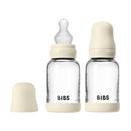 BIBS Baby Glass Bottle Complete Set - Silicone Teat - 120ml - Ivory