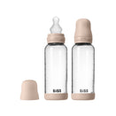 BIBS Baby Glass Bottle Complete Set - Silicone Teat - 240ml - Blush