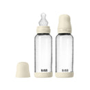 BIBS Baby Glass Bottle Complete Set - Silicone Teat - 240ml - Ivory
