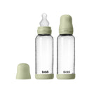 BIBS Baby Glass Bottle Complete Set - Silicone Teat - 240ml - Sage
