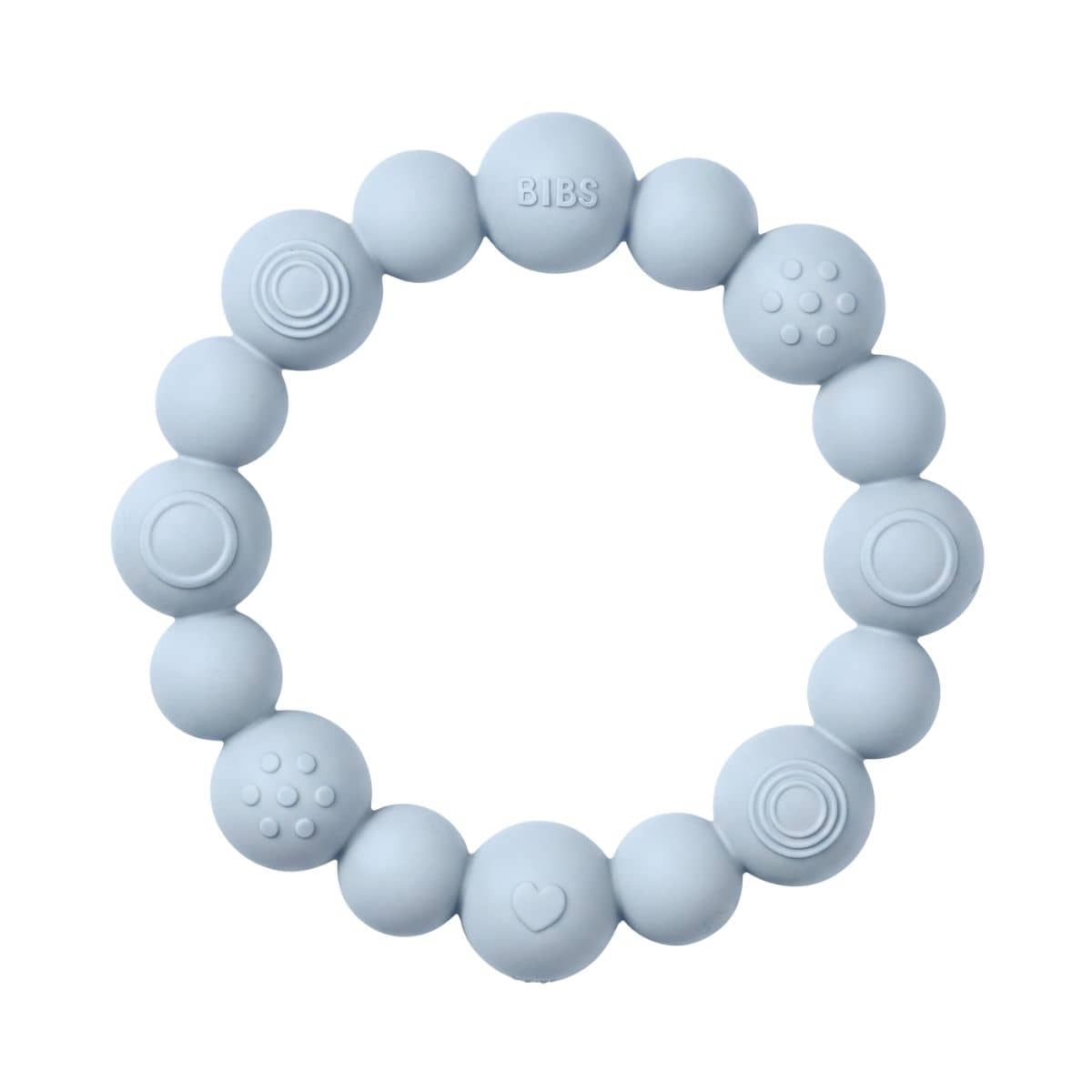 BIBS Beaded Teething Ring - Baby Blue