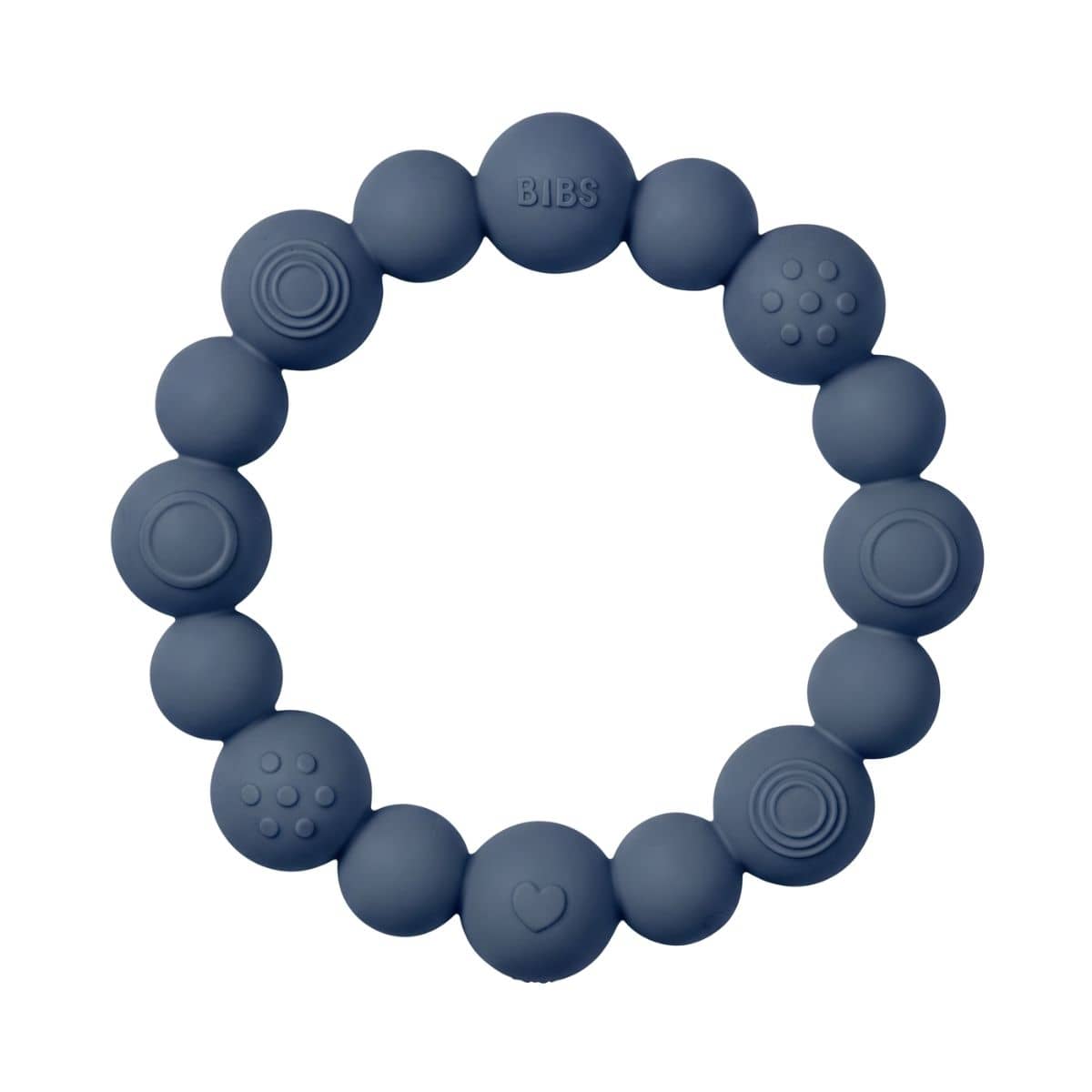 BIBS Beaded Teething Ring - Steel Blue