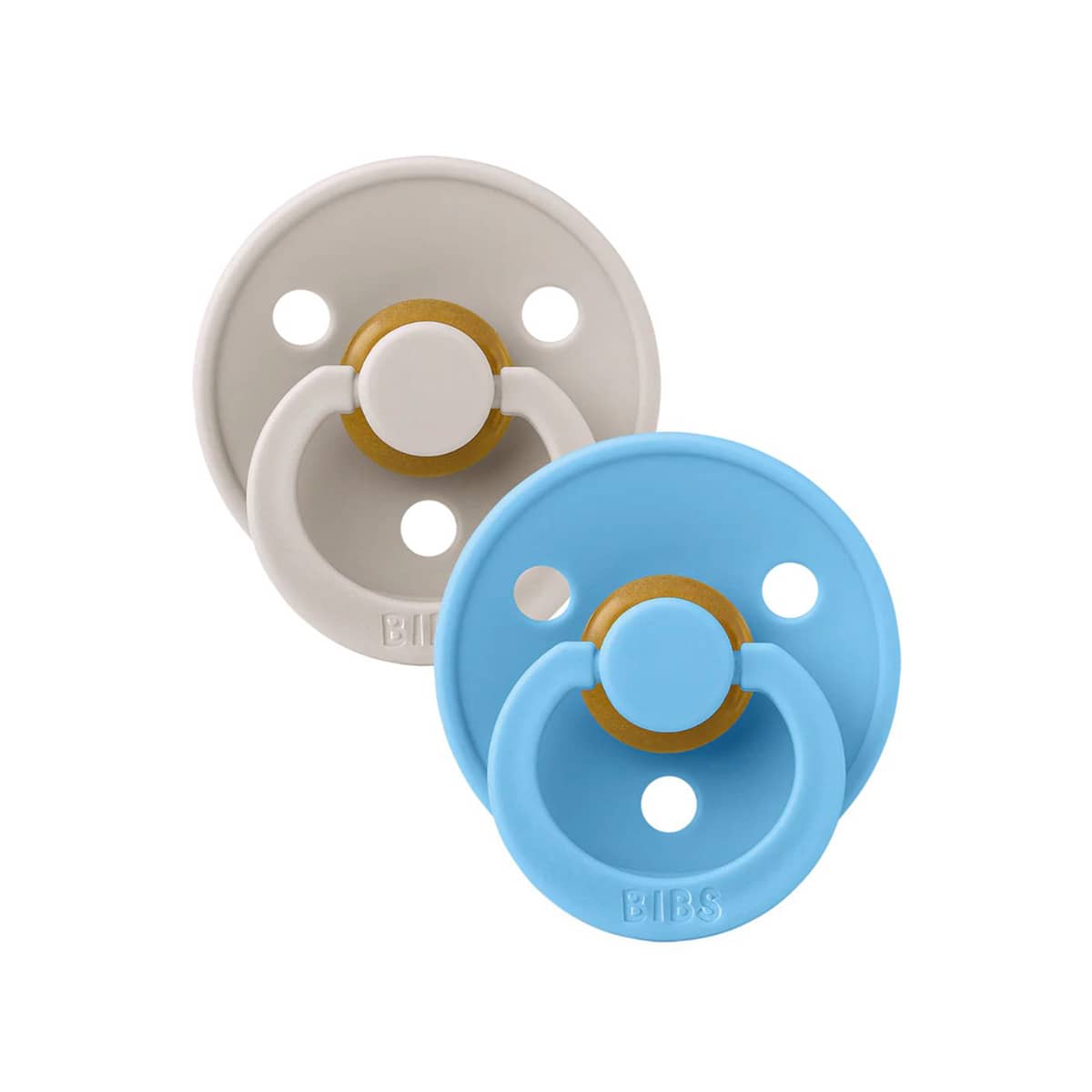 BIBS Colour Dummies - Round | Size 1 | Latex - Mushroom/Breeze