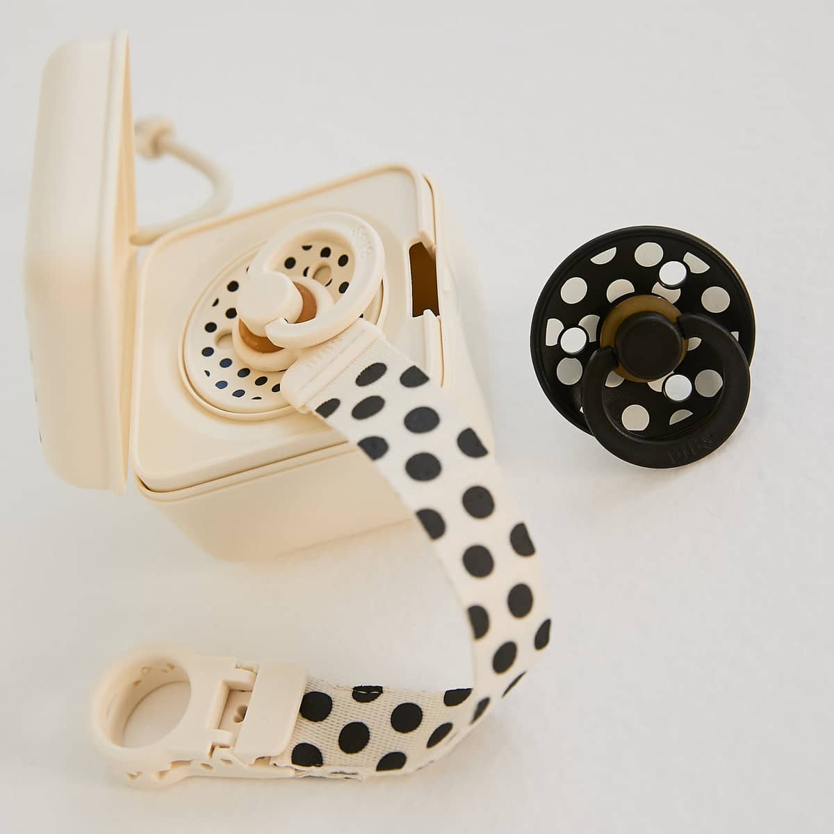 BIBS Pacifier Clip Loop - Polka Ivory/Black