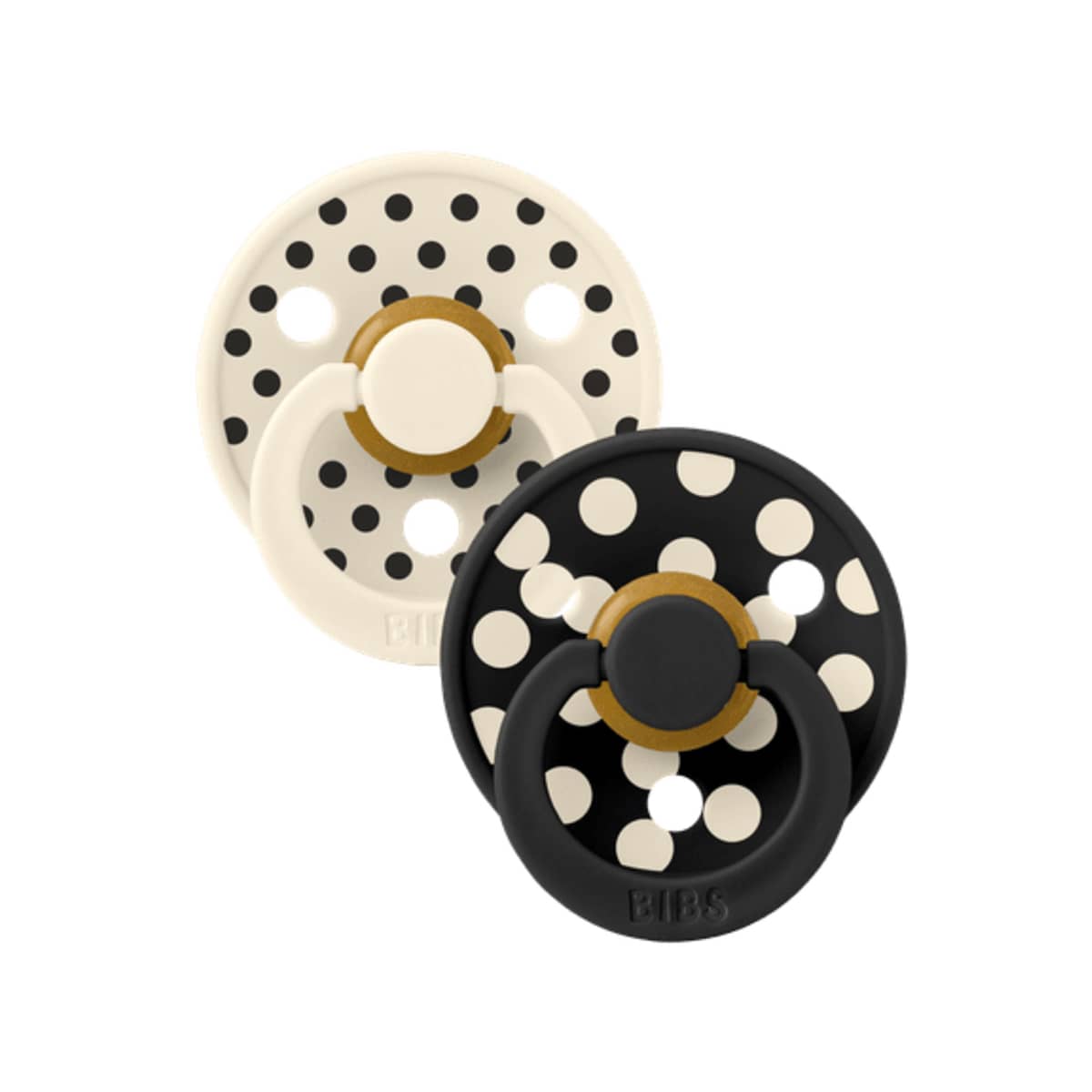 BIBS Polka Studio Colour Dummies - Round - Ivory and Black