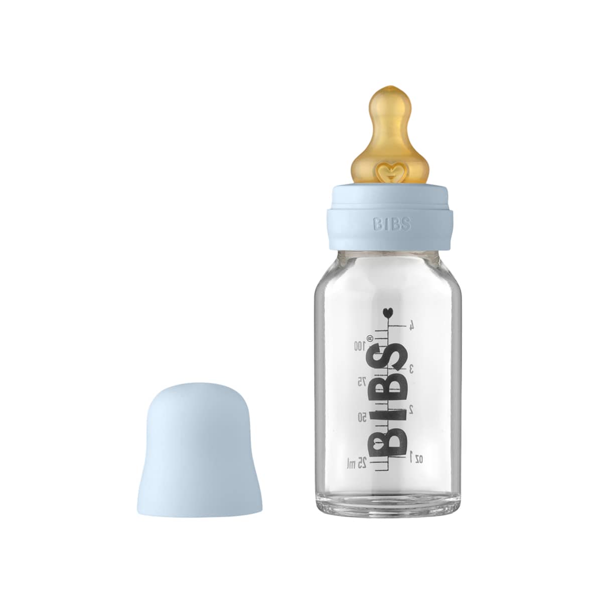 BIBS Baby Glass Bottle - 110ml - Baby Blue