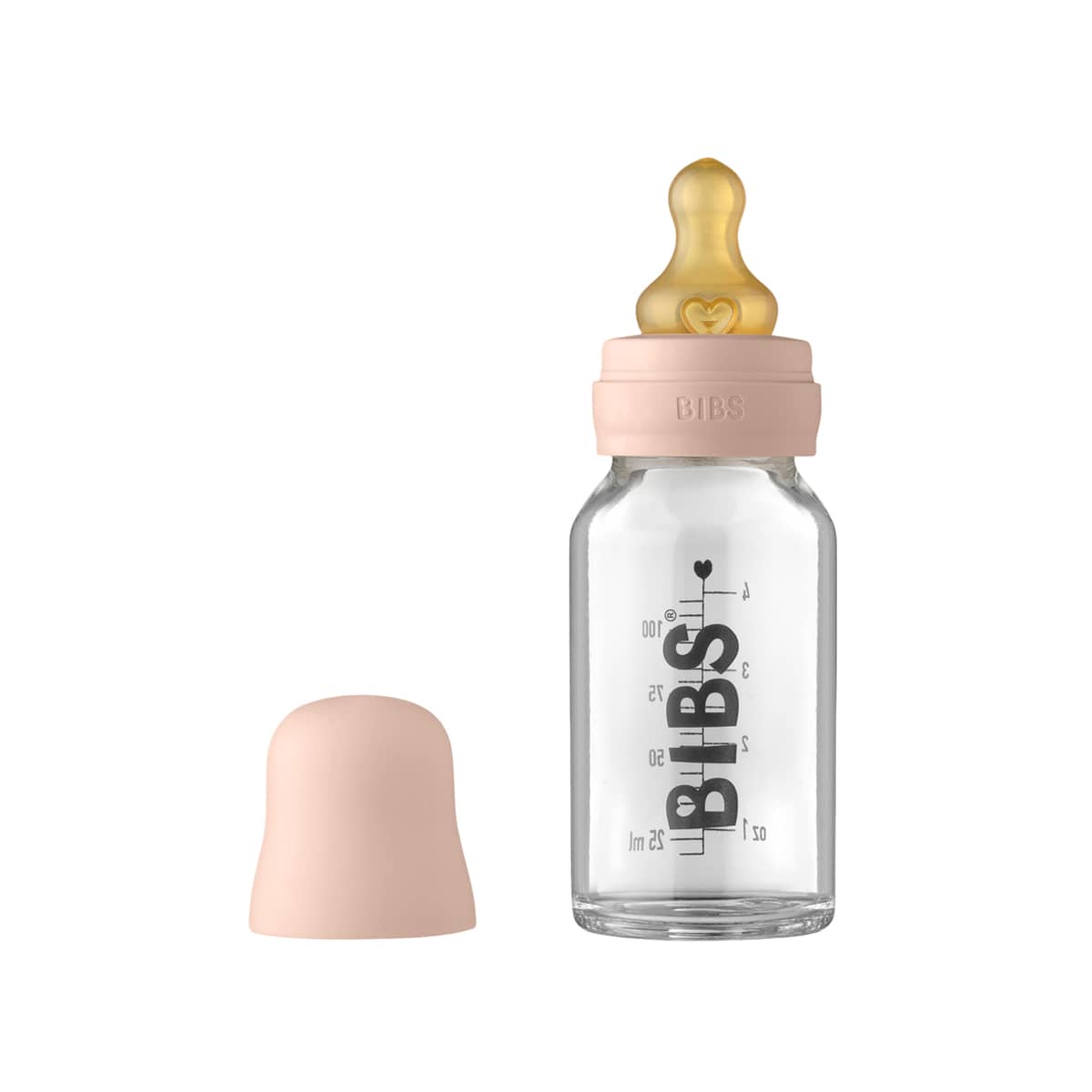 BIBS Baby Glass Bottle - 110ml - Blush