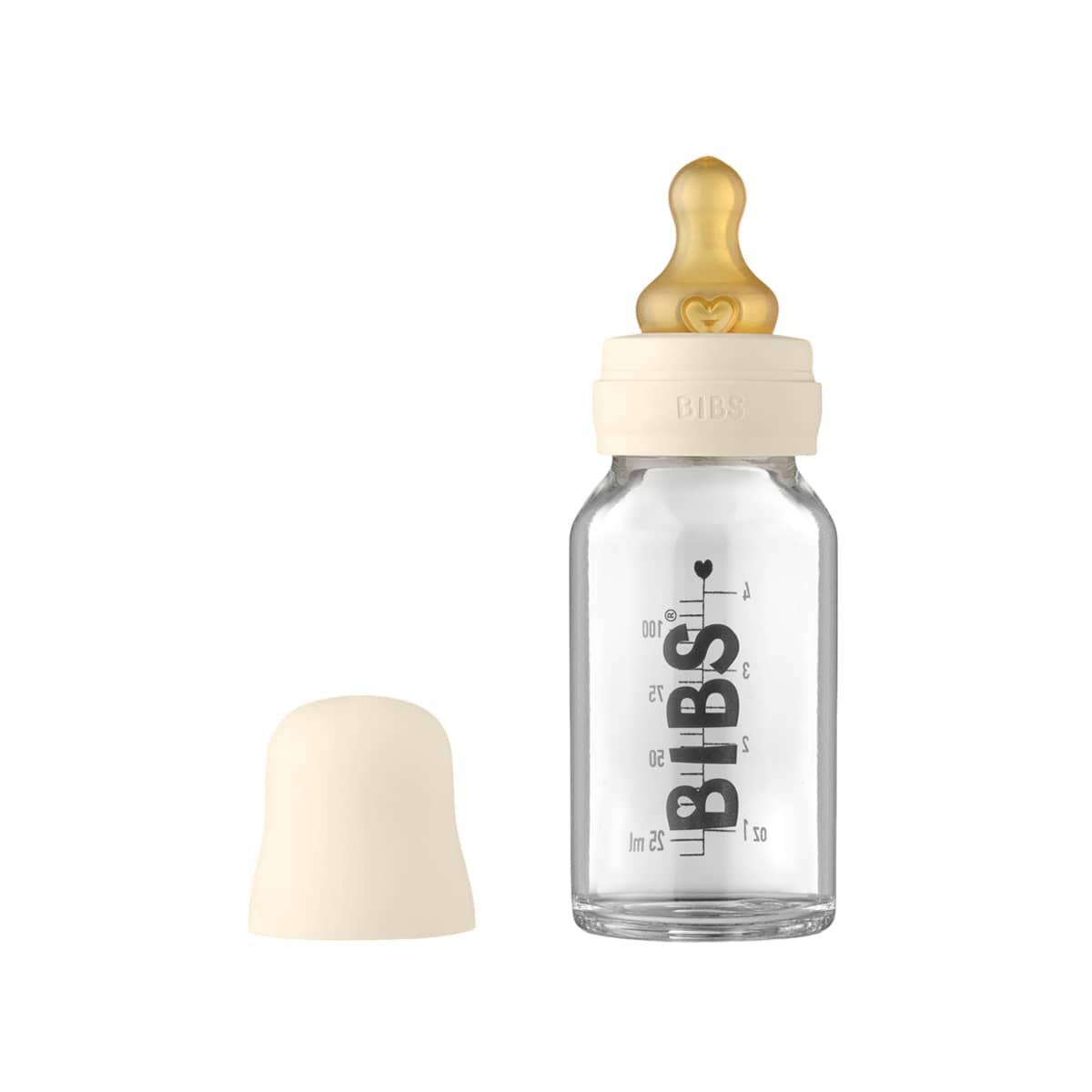 BIBS Baby Glass Bottle - 110ml - Ivory