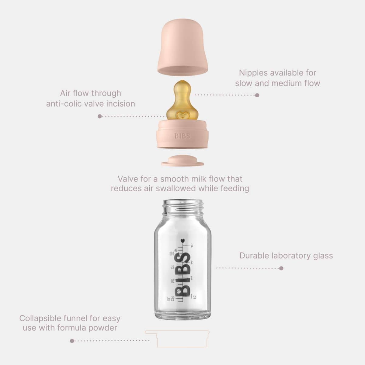 BIBS Baby Glass Bottle - 110ml