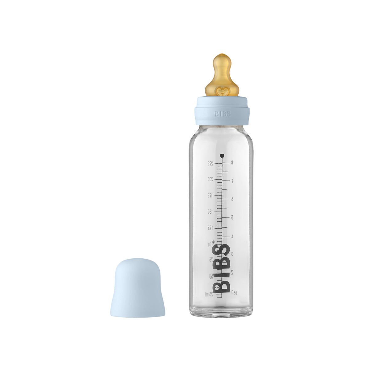 BIBS Baby Glass Bottle - 225ml - Baby Blue