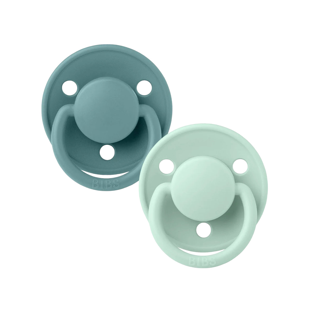 BIBS De Lux Dummies - Round | One Size | Silicone - Nordic Mint Island Sea