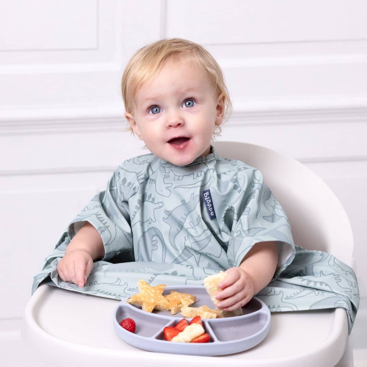 BIBaDO Baby Coverall Bib - Short Sleeve - Dino Roar