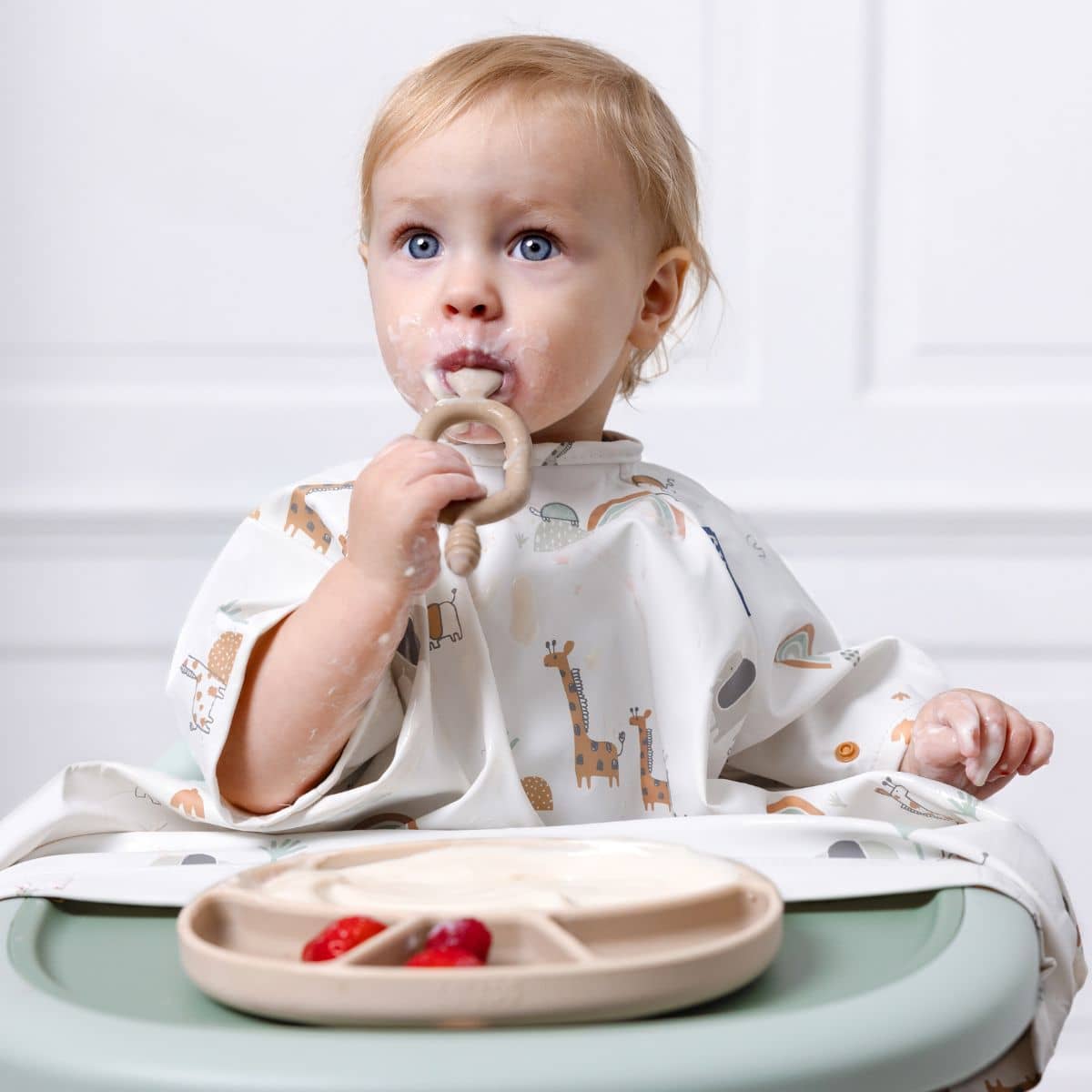 BIBaDO Baby Coverall Bib - Short Sleeve - Serengeti-Spaghetti