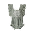 Babu Organic Muslin Embroidered Bodysuit - Evelyn - Matcha