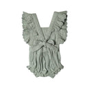 Babu Organic Muslin Embroidered Bodysuit - Evelyn - Matcha