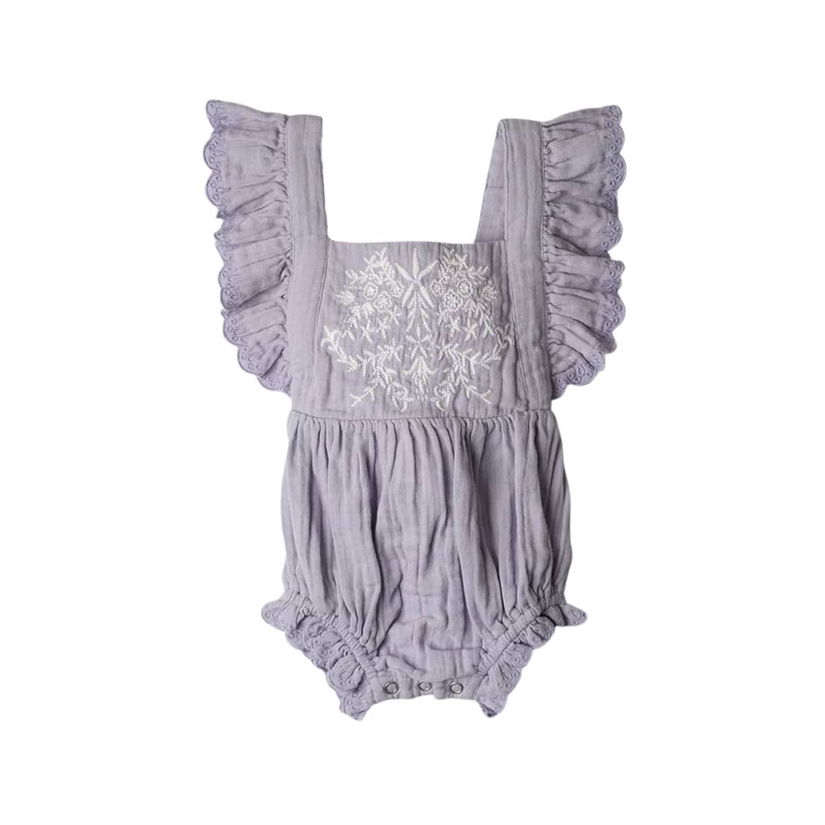 Babu Organic Muslin Embroidered Bodysuit - Evelyn - Mixed Berry