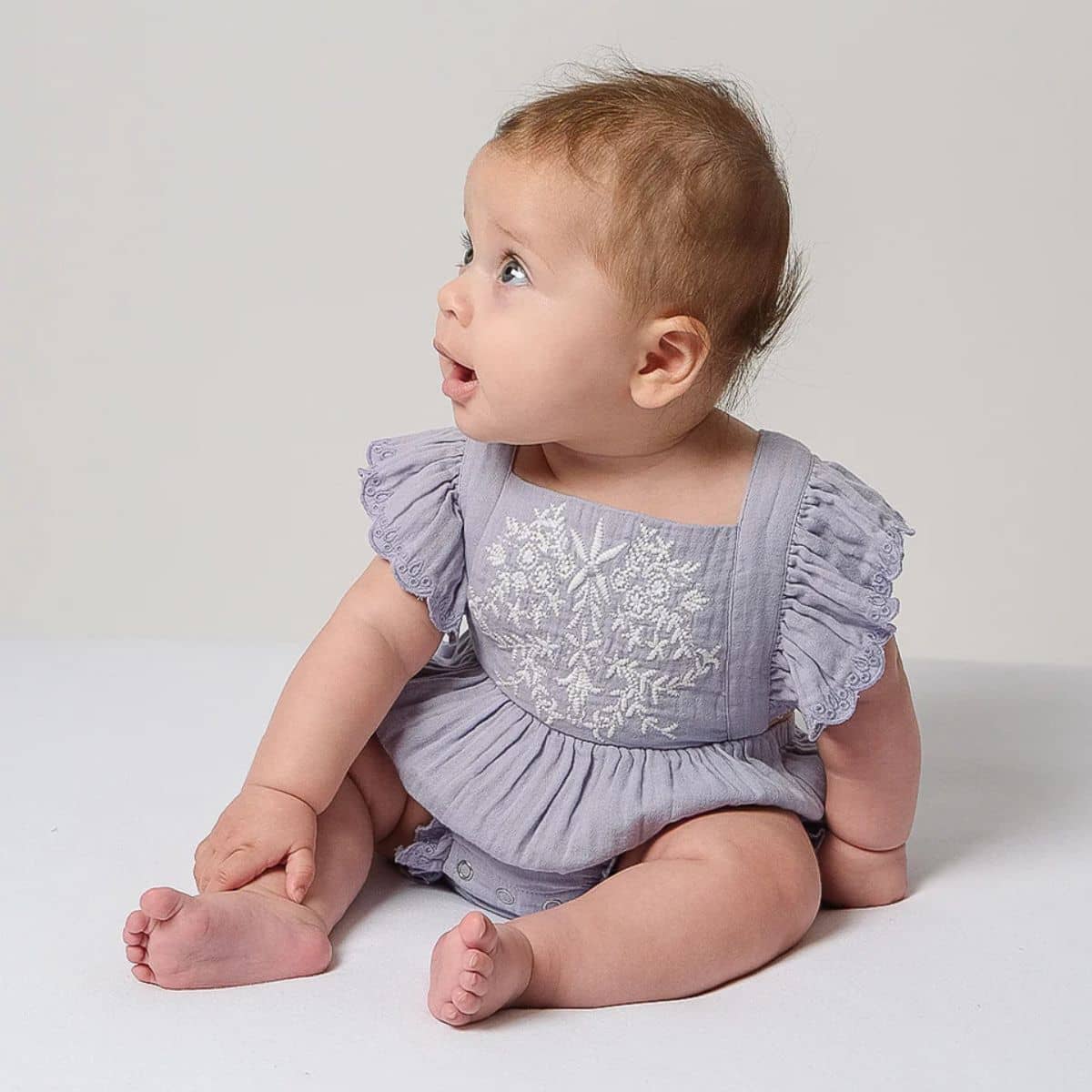 Babu Organic Muslin Embroidered Bodysuit - Evelyn - Mixed Berry