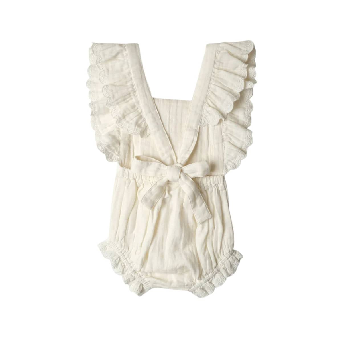 Babu Organic Muslin Embroidered Bodysuit - Everlyn - Vanilla