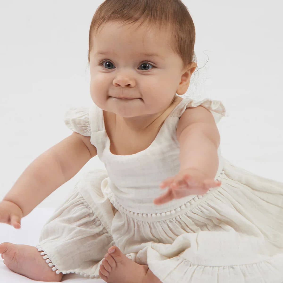 Babu Organic Muslin Sleeveless Dress - Mia - Vanilla