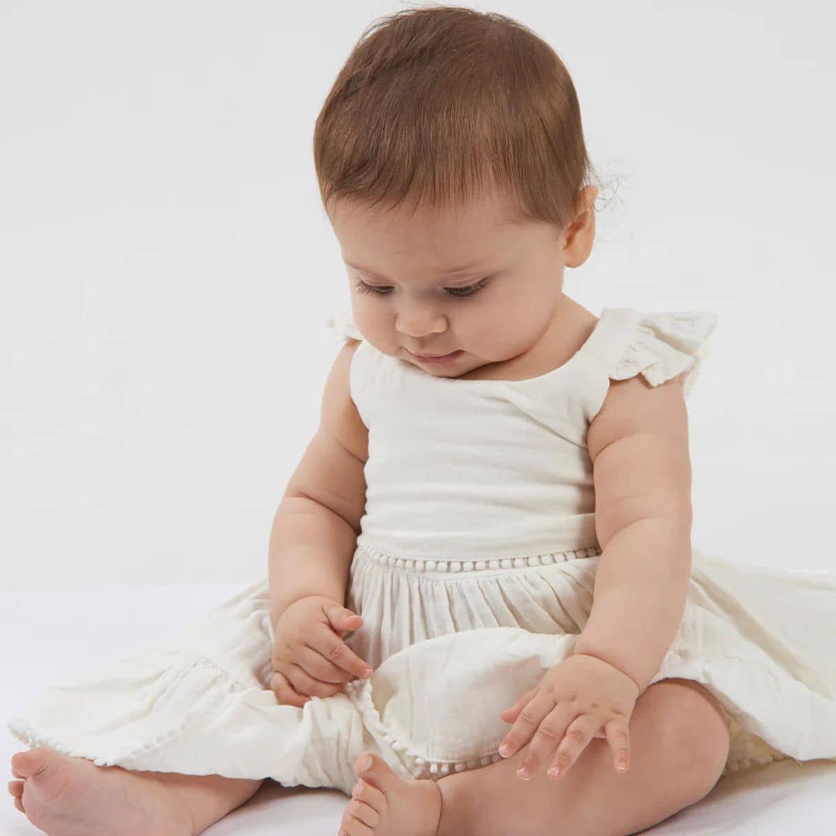 Babu Organic Muslin Sleeveless Dress - Mia - Vanilla