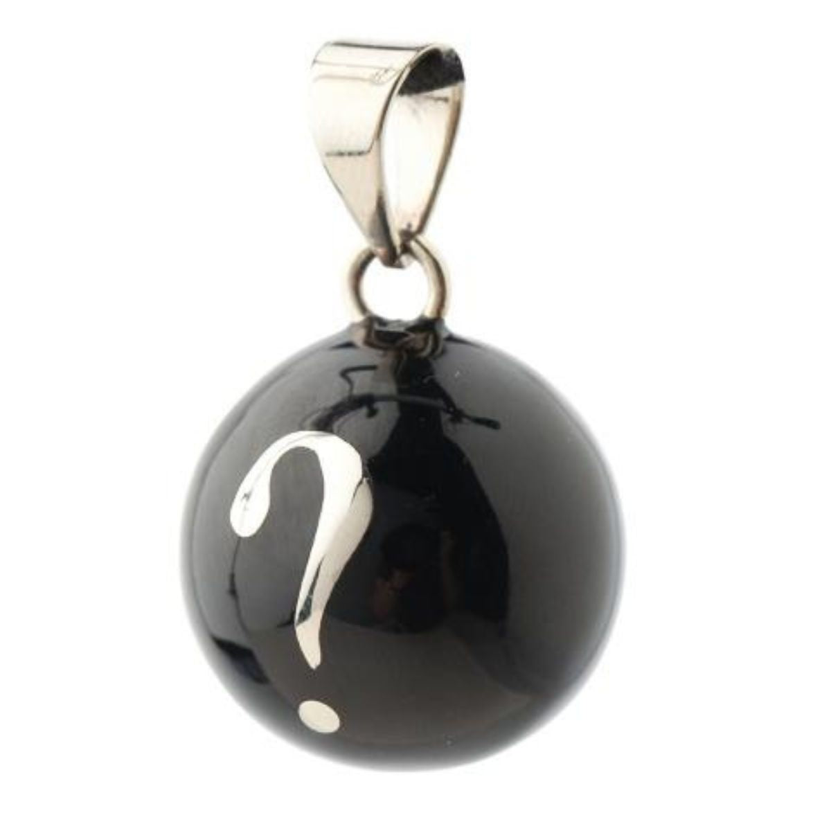 Babylonia Bola Pregnancy Jewel Necklace - Black with Silver Question Mark