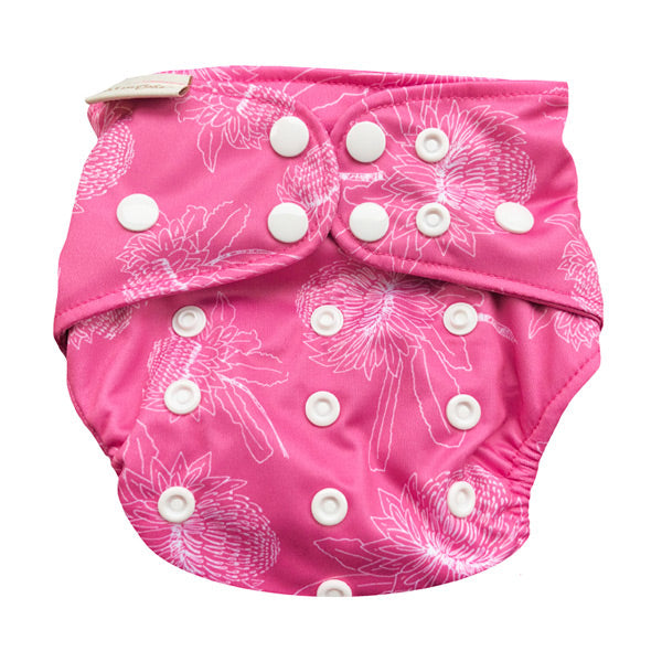 Bare and Boho One-Size v3 Cloth Nappy - Wipeable Cover - Waratah