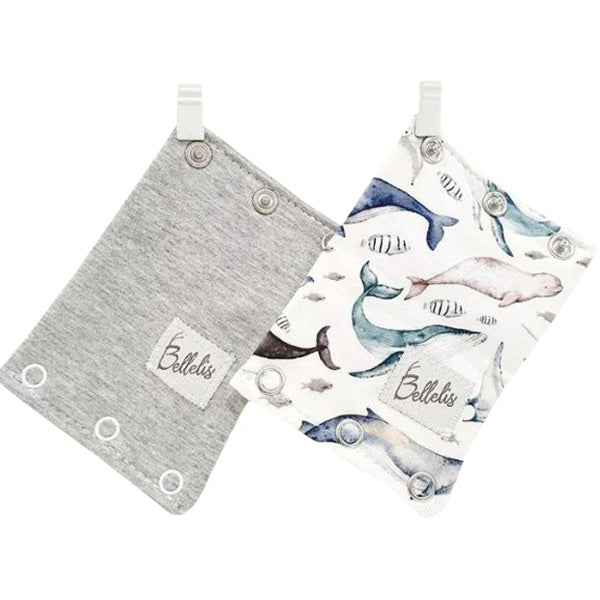 Bellelis Snap and Extend Bodysuit Extenders - White Grey Whales