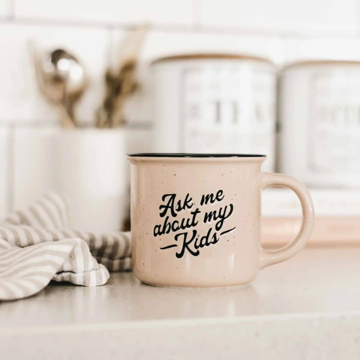Bencer & Hazelnut Ceramic Mug - Ask Me About My Kids
