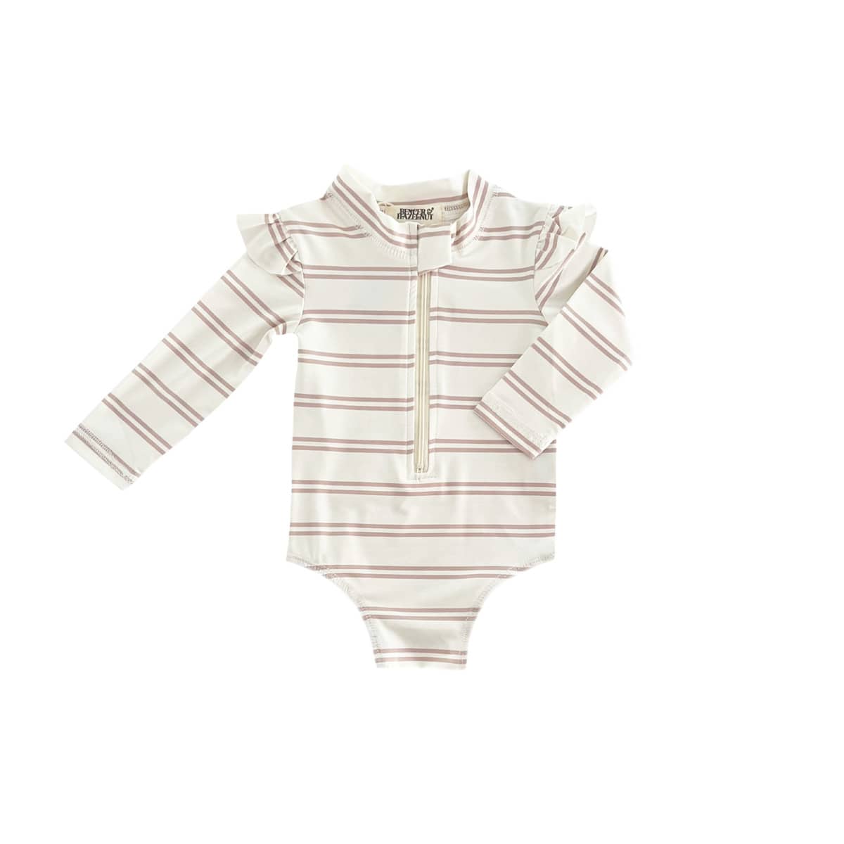 Bencer & Hazelnut Swimsuit with Frills - Mushroom Stripe