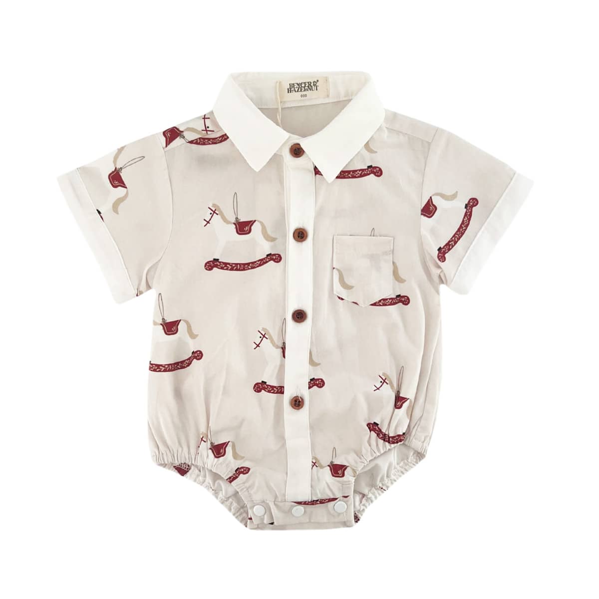 Bencer & Hazelnut Collared Bodysuit/Shirt - Rocking Horse