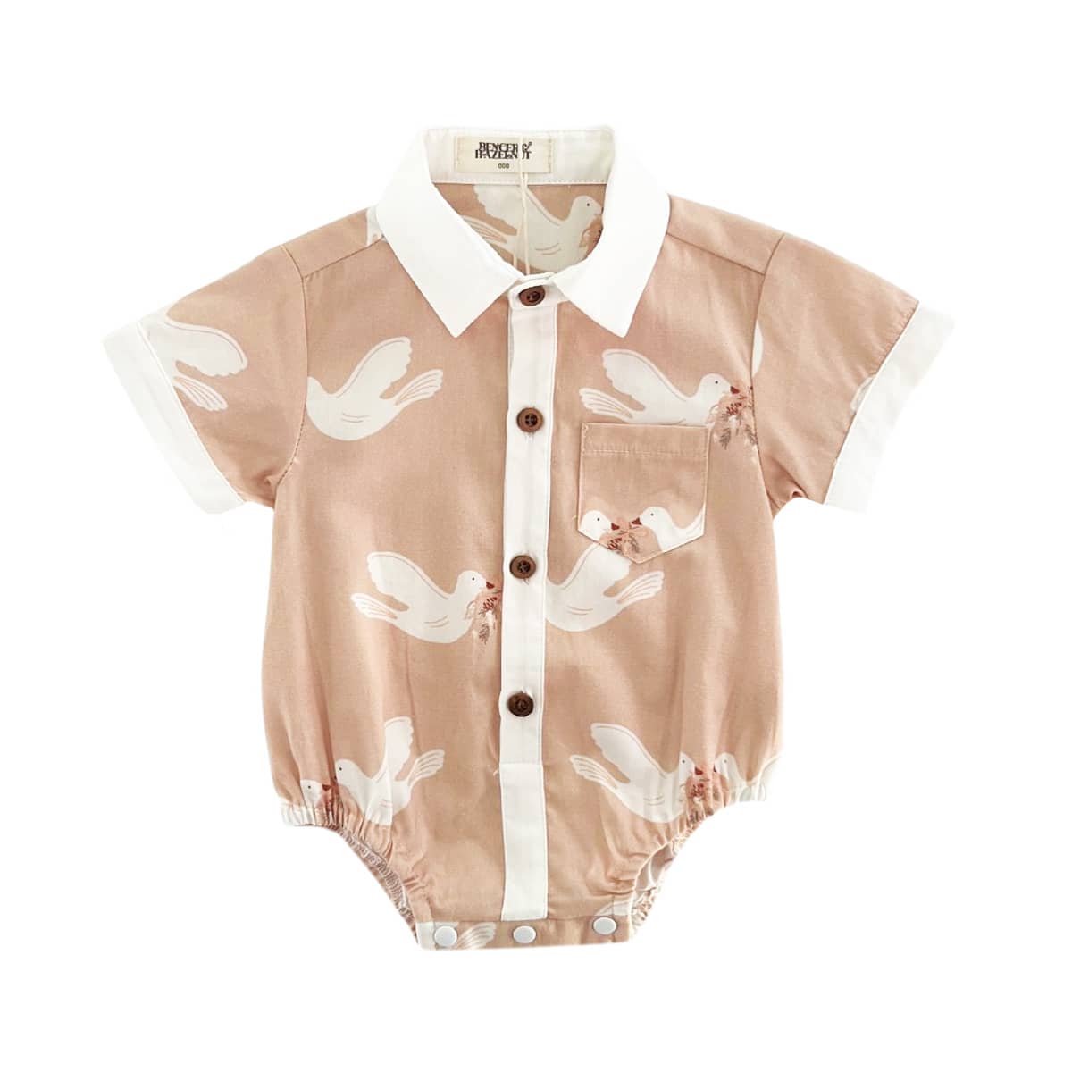 Bencer & Hazelnut Collared Bodysuit/Shirt - Turtle Dove