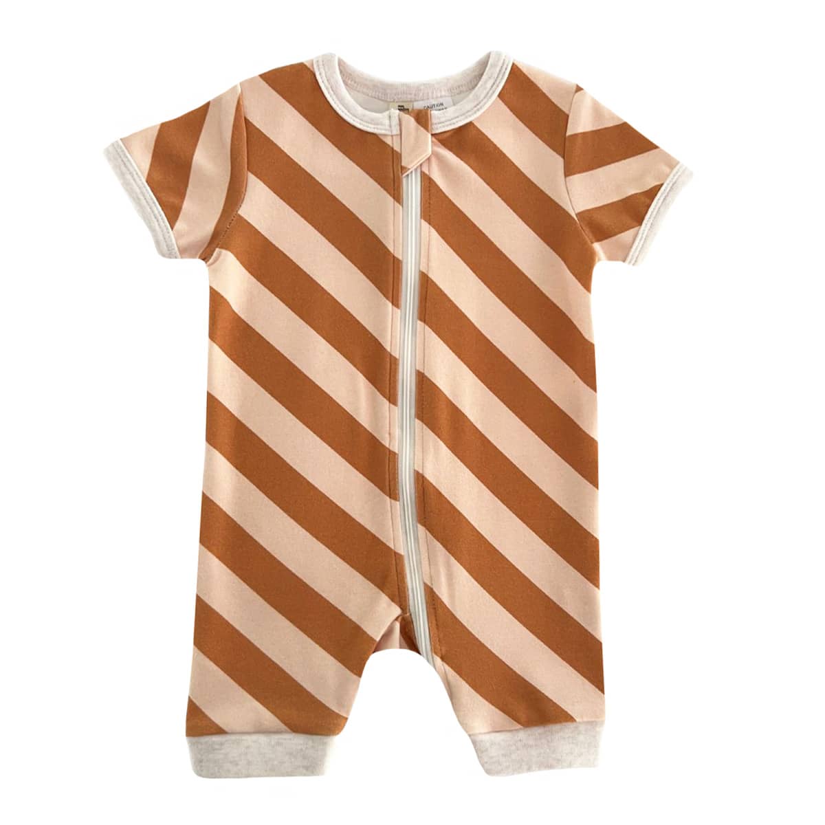 Bencer & Hazelnut Short Zipsuit - Caramel Stripe