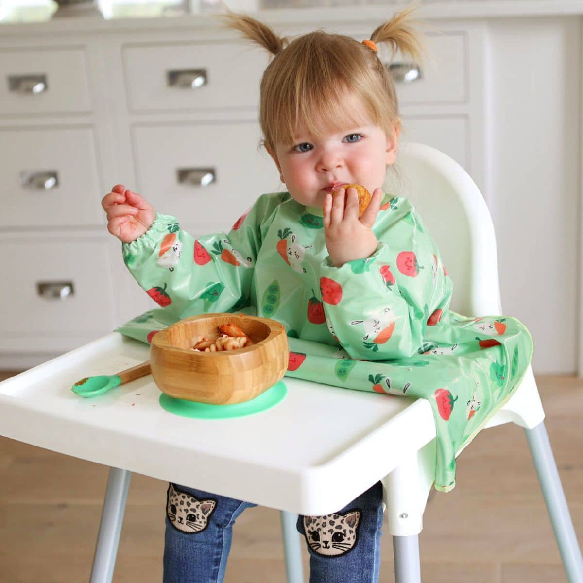Bibetta Wipeezee XL Coverall Bib - Green Bunny and Veg
