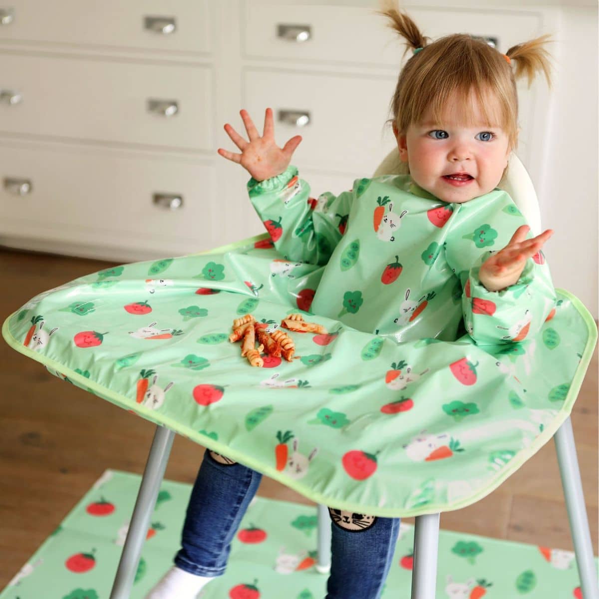 Bibetta Wipeezee XL Coverall Bib - Green Bunny and Veg