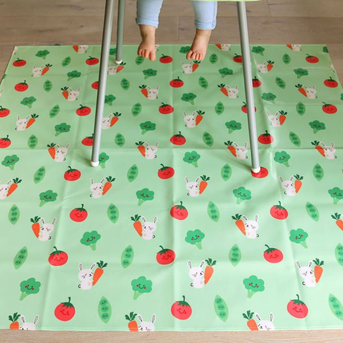 Bibetta Wipeezee XL Splash Mat - Green Bunny and Veg