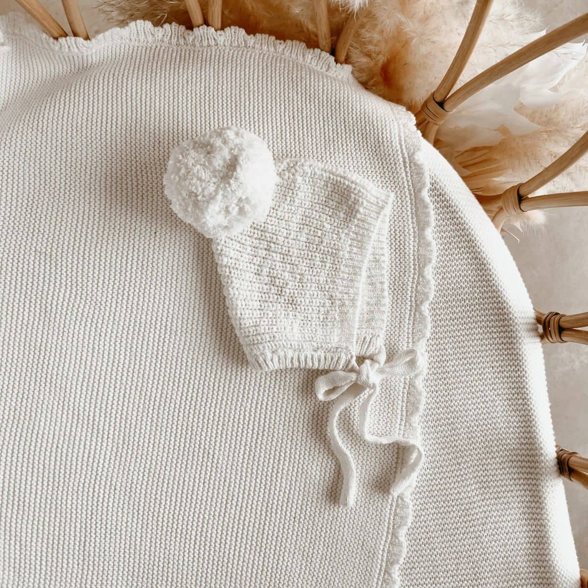 Blossom & Pear Chunky Knit Bonnet - Cloud