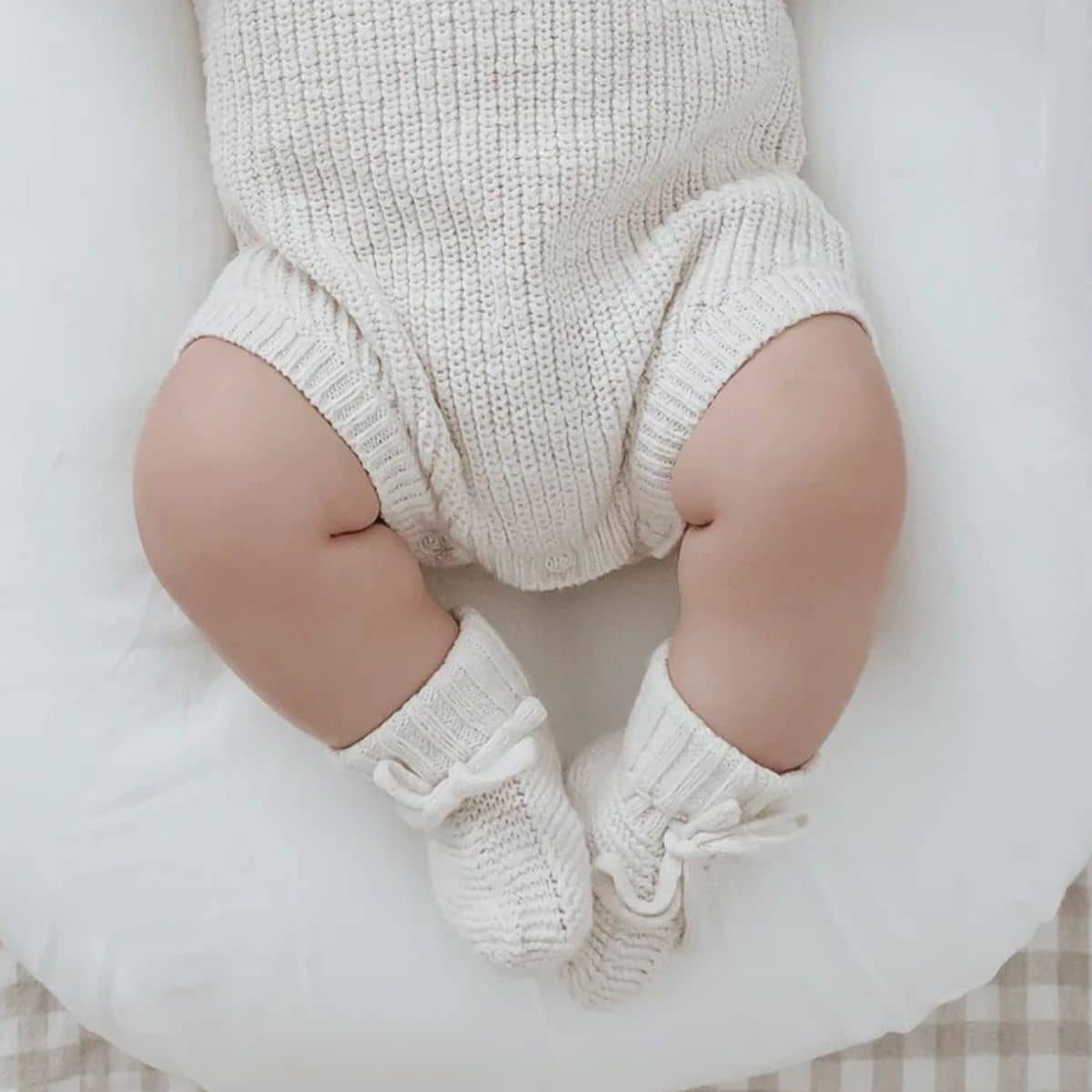Blossom & Pear Chunky Knit Booties - Cloud