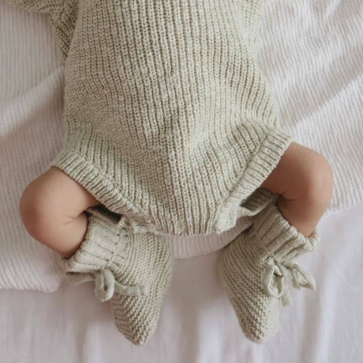 Blossom & Pear Chunky Knit Booties - Pear